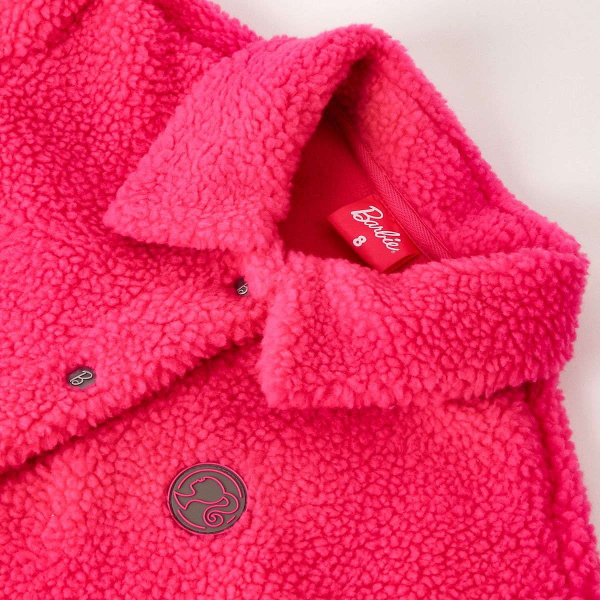 BARBIE - Chaqueta Polar Barbie Peluche Rosado Fucsia - Niñas 4-8 Años