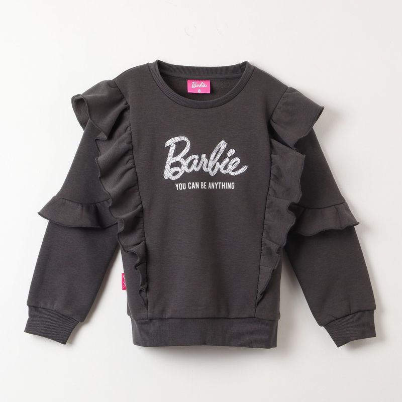 BARBIE - Poleron Cerrado Niña You Can Be Anything Negro Barbie