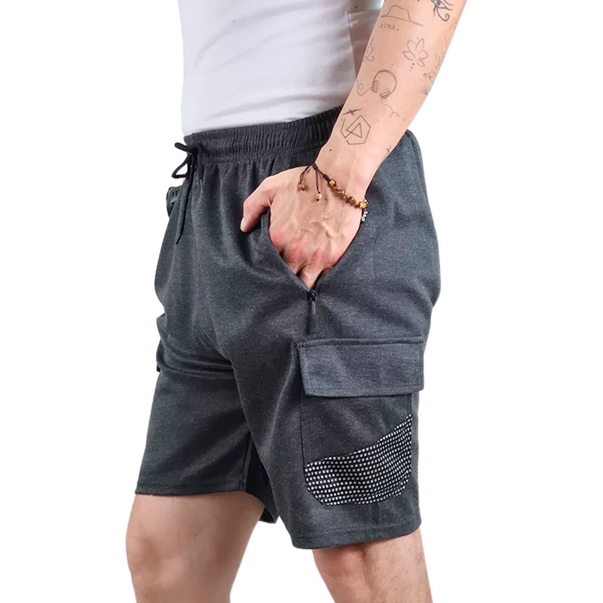 LIKE SHOP - Short Deportivo Cargo Hombre Bolsillos Cierre 7006