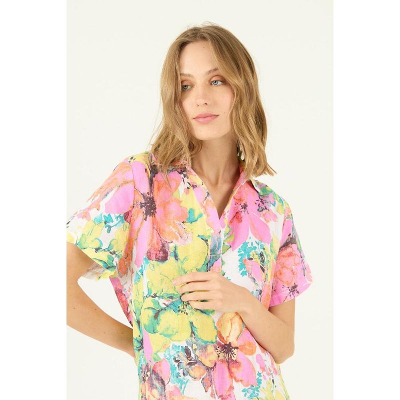 PRIVILEGE - Vestido de lino multicolor estampado PRIVILEGE 1586 - Multicolor