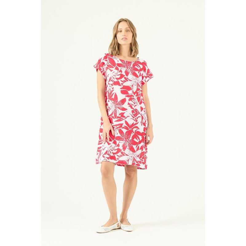 PRIVILEGE - Vestido de lino rojo estampado PRIVILEGE 1591 - Rojo