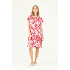 PRIVILEGE - Vestido de lino rojo estampado 1591 - Rojo
