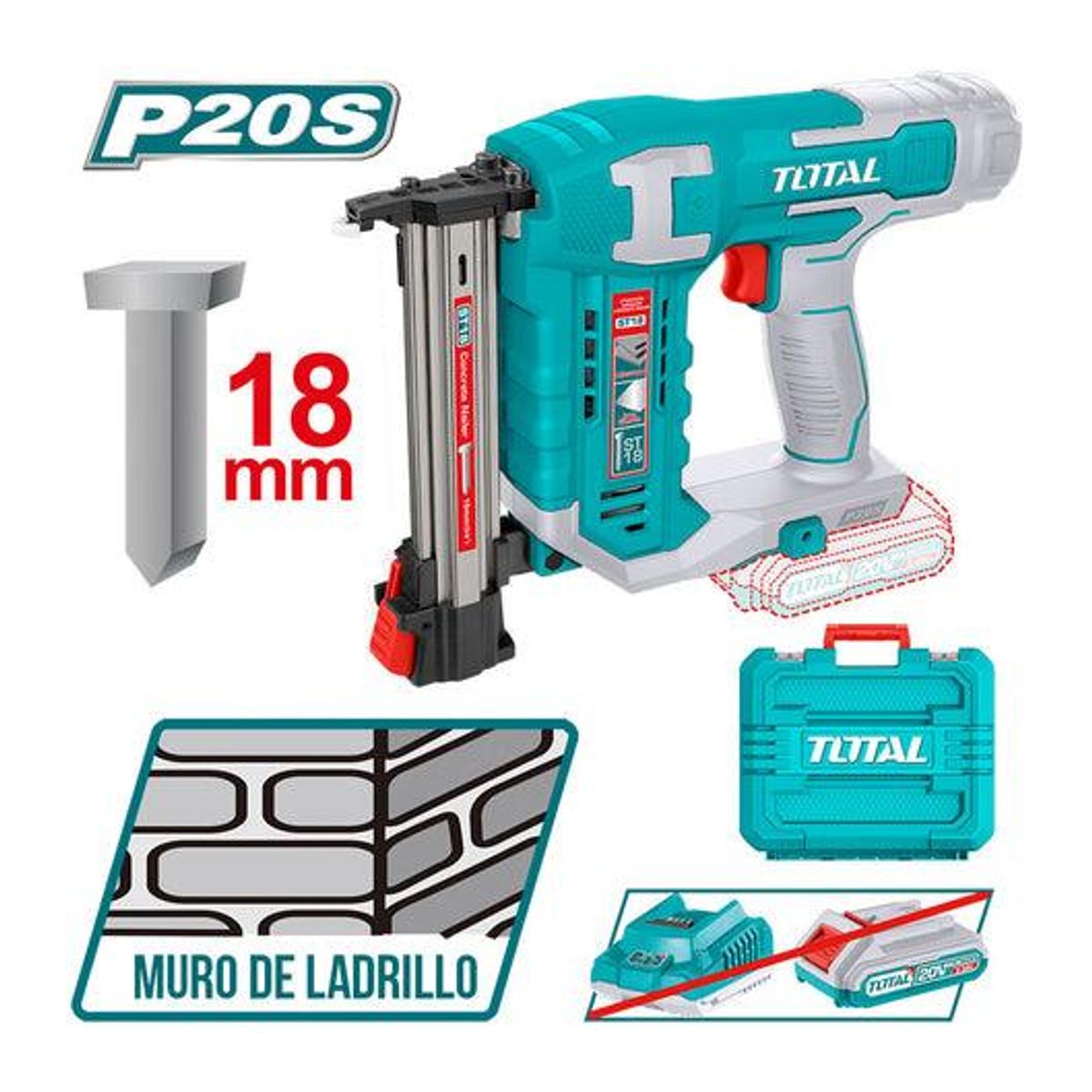 TOTAL - CLAVADORA CONCRETO 20V TOTAL SIN BAT NI CARG TCSTLI3805