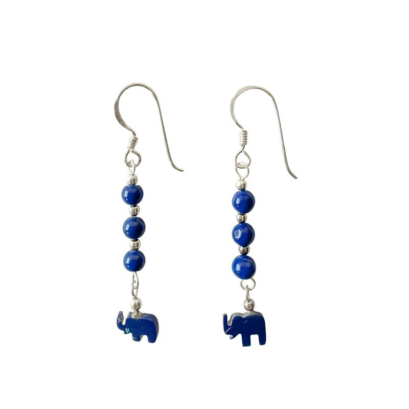 ANDREA COGGIOLA JOYAS - Aros Lapislázuli Elefante Mini Plata Fina 925