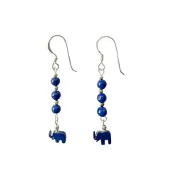 ANDREA COGGIOLA JOYAS - Aros Lapislázuli Elefante Mini Plata Fina 925