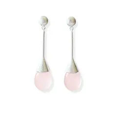 ANDREA COGGIOLA JOYAS - Aros Cuarzo Rosado Gota Plata Fina 925 Satinado