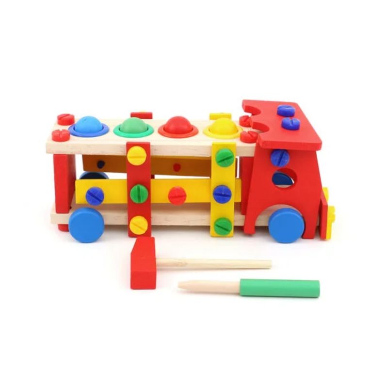 OEM - Camión Multifuncional Con Martillo Juguete Madera