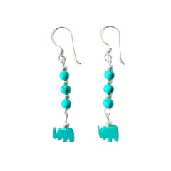 ANDREA COGGIOLA JOYAS - Aros Turquesa Elefante Mini Plata Fina 925