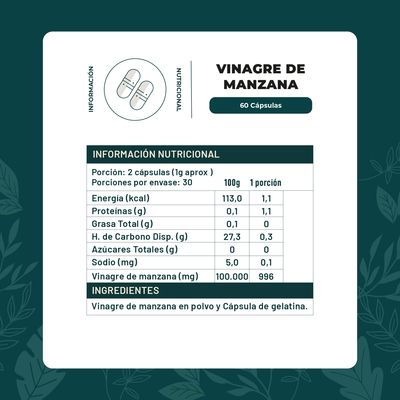 Imagen 2 del producto Vinagre De Manzana Capsulas 60 - 345Mg