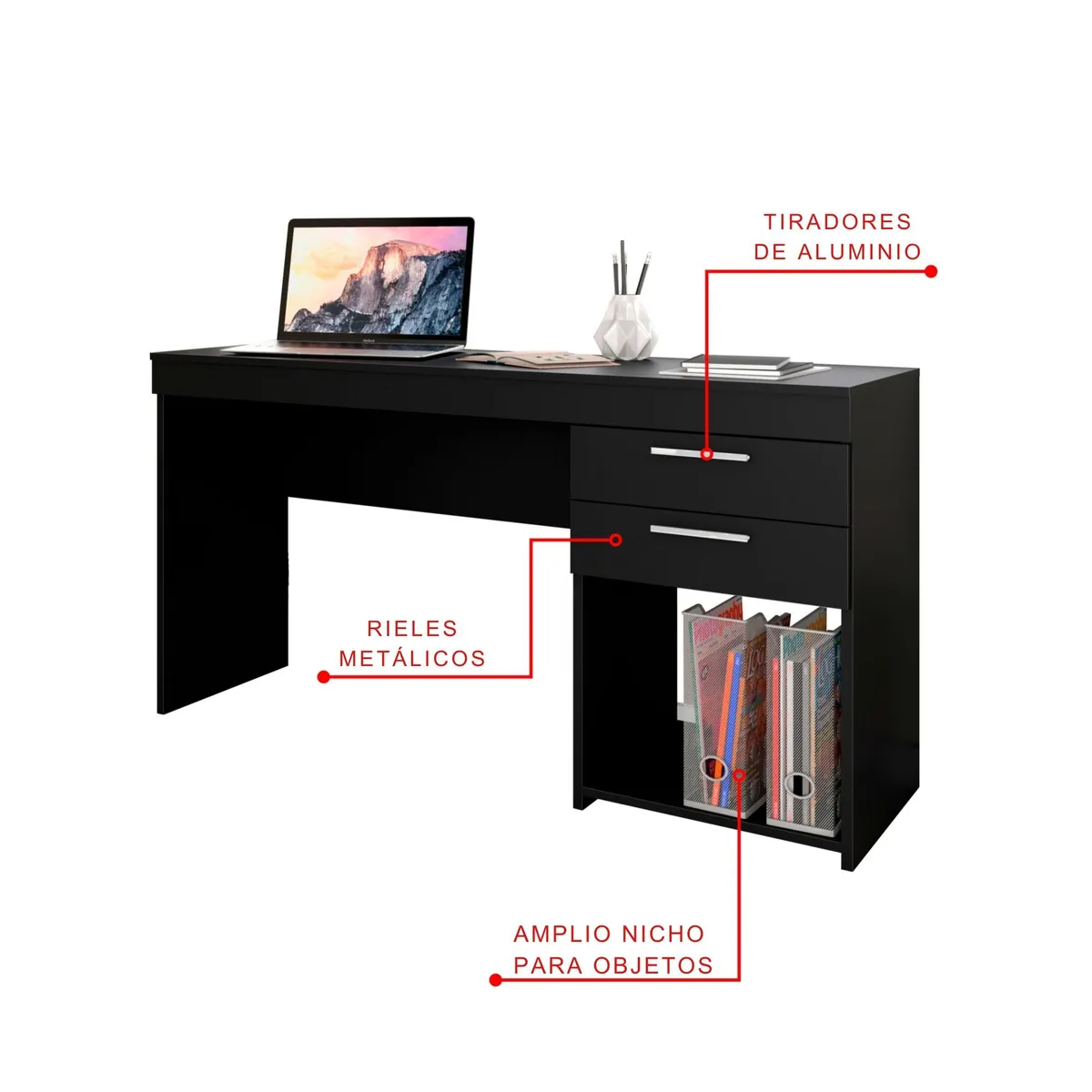 HOME MOBILI - Escritorio Andes Negro 2 Cajones…