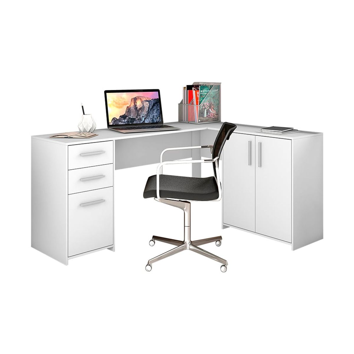 HOME MOBILI - Escritorio Lira Blanco 3 Puertas 2 Cajones…