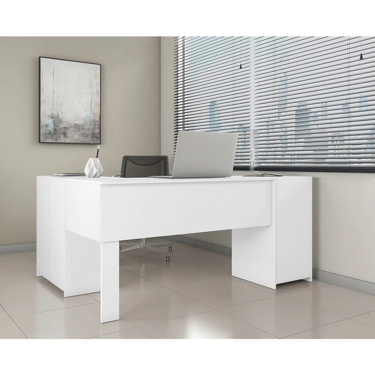 HOME MOBILI - Escritorio Lira Blanco 3 Puertas 2 Cajones…