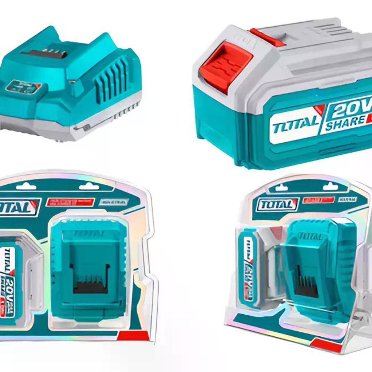 TOTAL TOOLS - KIT BATERIA 20V 4,0 AH + CARGADOR TOTAL TFBCPK1214