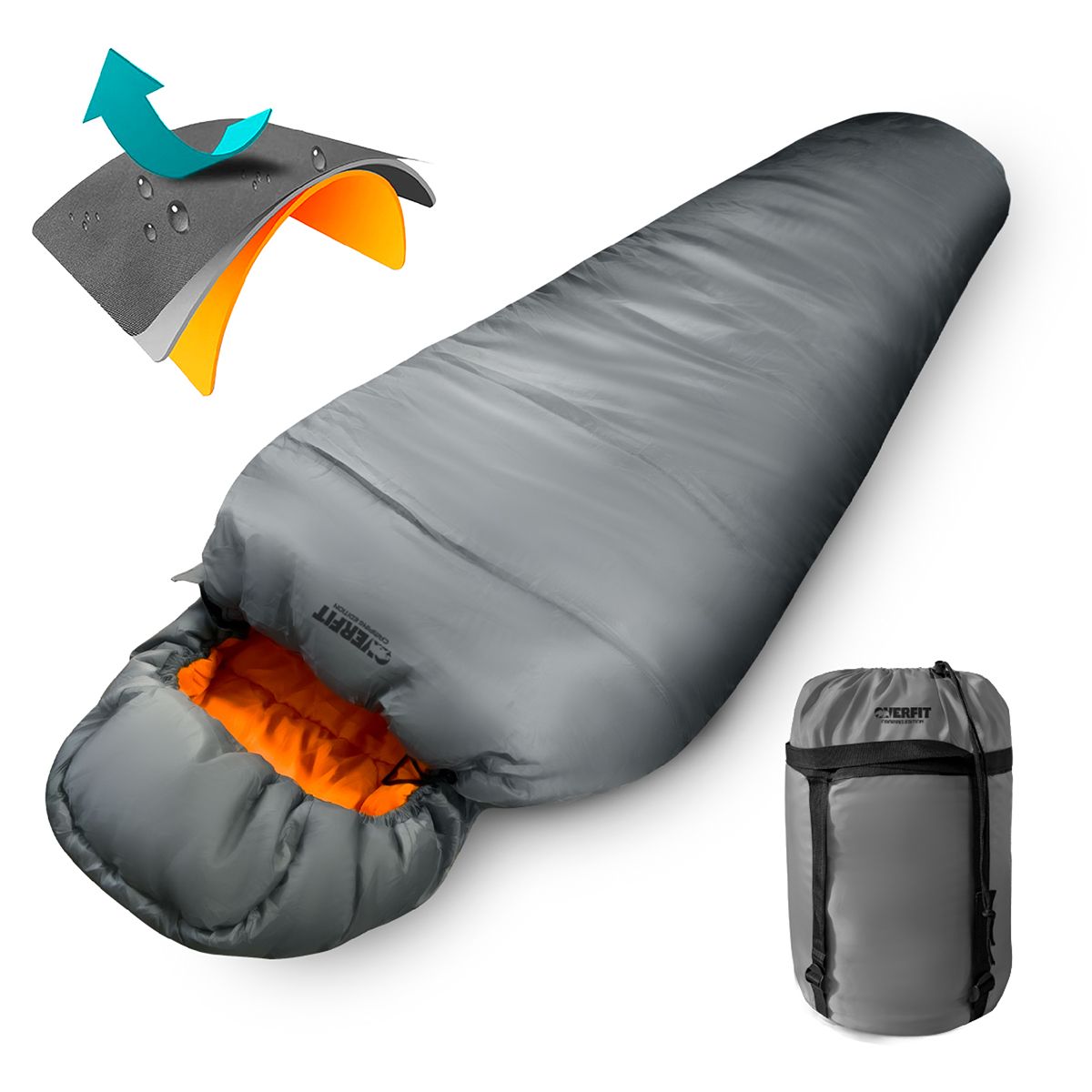 OVERFIT - Saco de Dormir Termico 0 a 15 Grados Momia Overfit Camping
