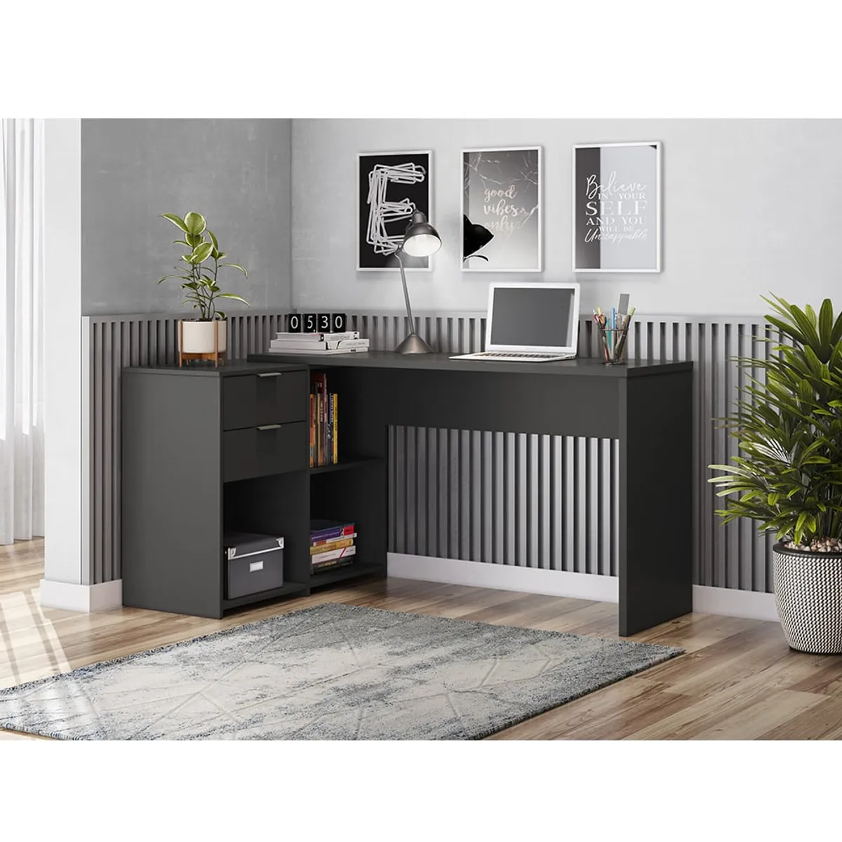 HOME MOBILI - Escritorio Rogue Negro 2 Cajones…