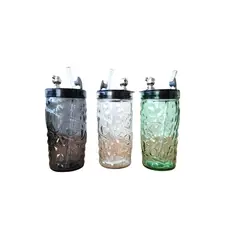 GENERICO - Vaso Vidrio Tapa Oso Con Bombilla 400ML
