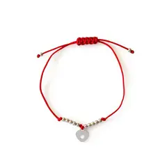 ANDREA COGGIOLA JOYAS - Pulsera Corazón Estrella Bolitas Plata Fina 925 Cordón Rojo