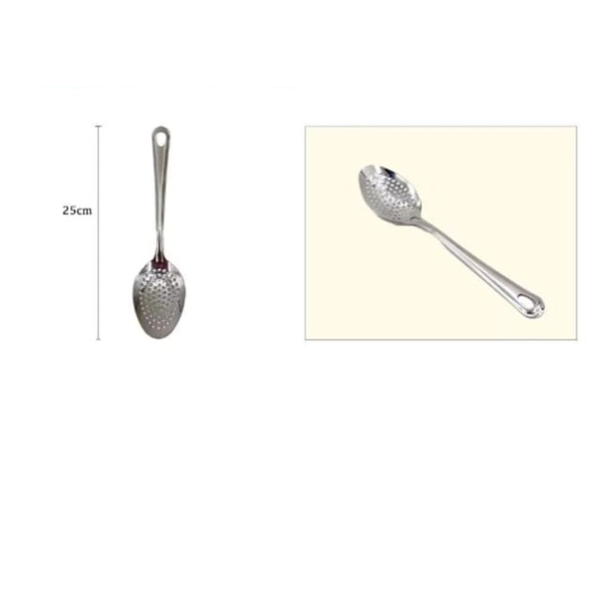 GENERICO - Cuchara De Acero Inoxidable 25Cm Set 2 Con Agujeros