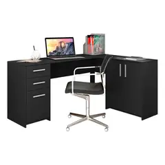 HOME MOBILI - Escritorio Lira Negro 3 Puertas 2 Cajones