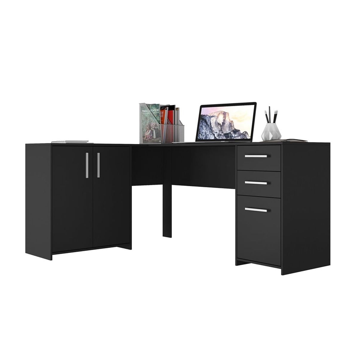 HOME MOBILI - Escritorio Lira Negro 3 Puertas 2 Cajones…