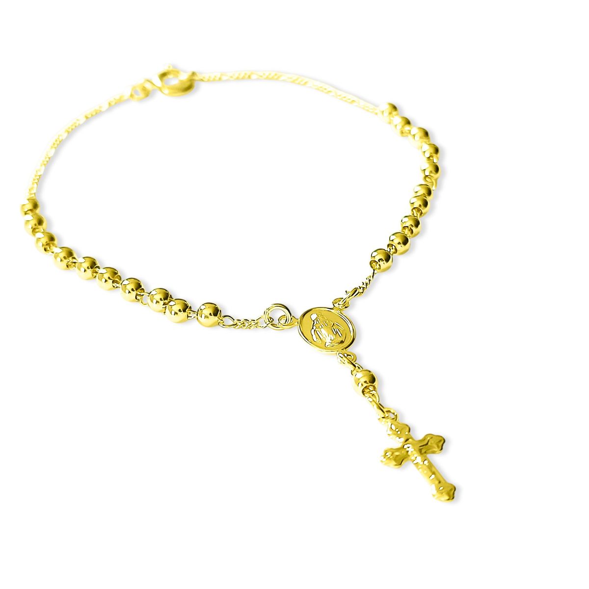 COGGIOLA - Pulsera Denario Virgen De Los Rayos Bolita Enchapado Oro 18K
