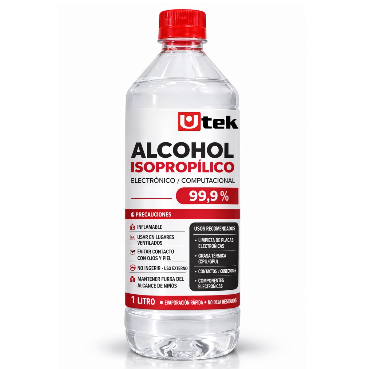 Alcohol Isopropílico Electrónico  Computacional 999% 1LT, marca UTEK - Foto 2