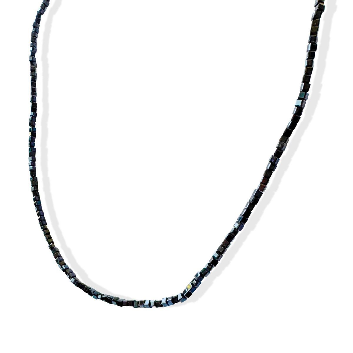 COGGIOLA - Collar Cubo Cristal Negro 2mm Enchapado Oro 18K