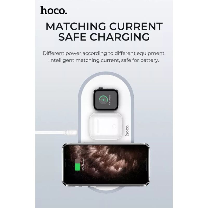 HOCO - Cargador Inalambrico 3 en 1 Para Iphone Airpods Apple Watch 15W