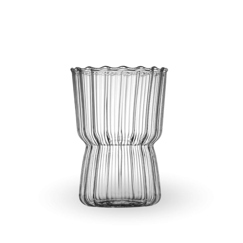 SANTU HOME & DECO - Set 2 Vasos Vidrio Estriado Mediano 250ml