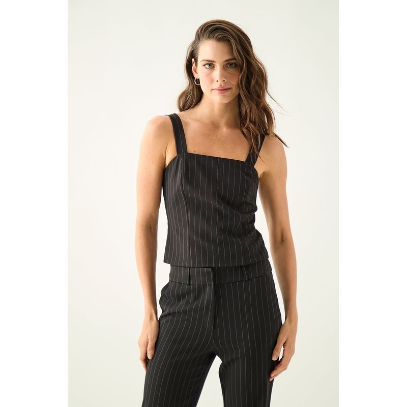 ASH - Blusa Sin Mangas Negro Mujer Ash