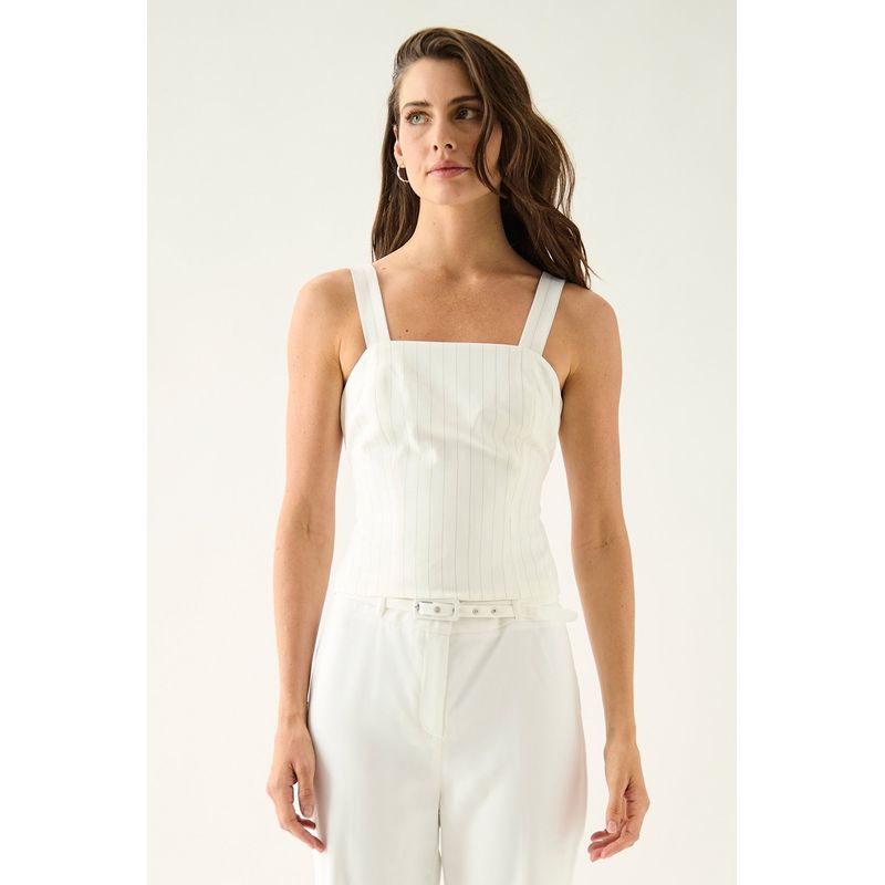 ASH - Blusa Sin Mangas Crudo Mujer Ash