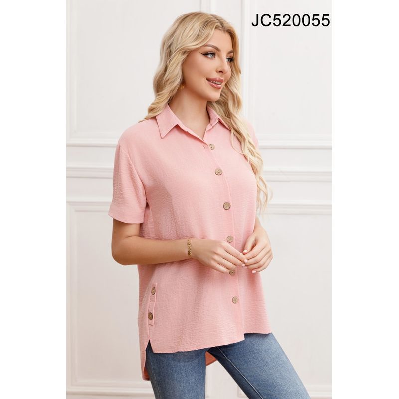 MPROPIA - Blusa Mujer Manga Corta Algodón Botones 0055