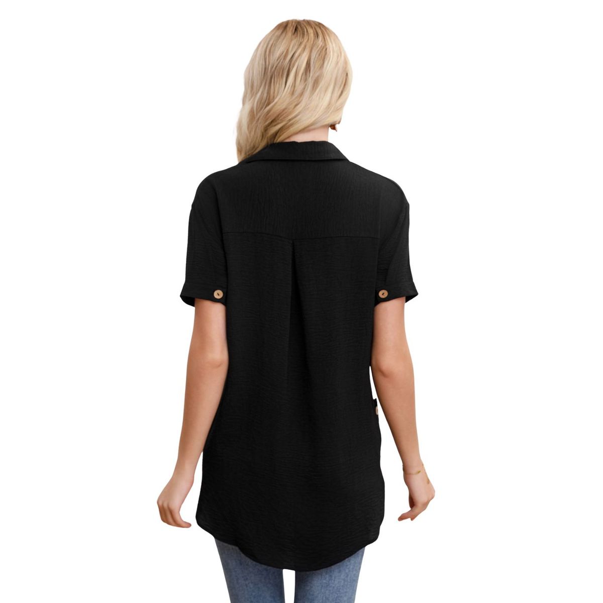 LIKE SHOP - Blusa Mujer Manga Corta Algodón Botones 0055