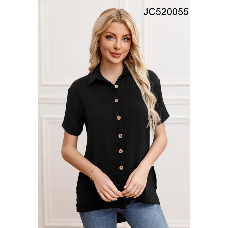 MPROPIA - Blusa Mujer Manga Corta Algodón Botones 0055
