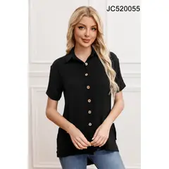 MPROPIA - Blusa Mujer Manga Corta Algodón Botones 0055