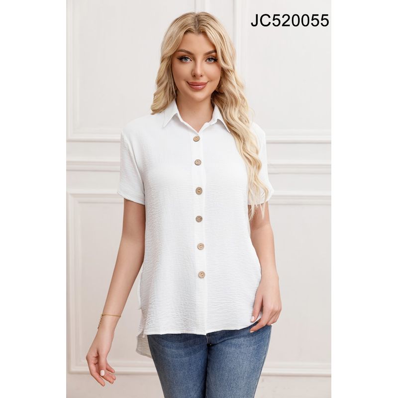 MPROPIA - Blusa Mujer Manga Corta Algodón Botones 0055