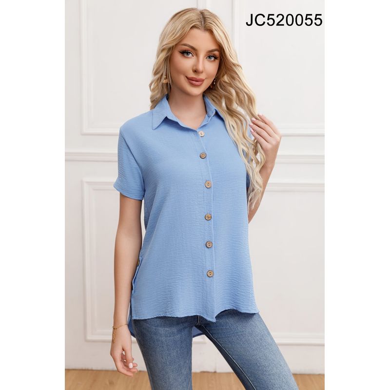 MPROPIA - Blusa Mujer Manga Corta Algodón Botones 0055