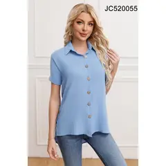MPROPIA - Blusa Mujer Manga Corta Algodón Botones 0055