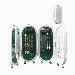 GENERICO - Joyero Plegable Verde Organizador De Aros Cadenas Y Anillos