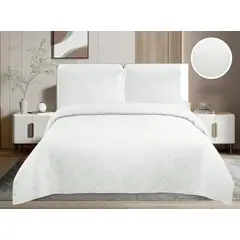 GENERICO - CUBRECAMA QUILT DE VERANO DE COLOR LISO BLANCO 2 PLAZAS