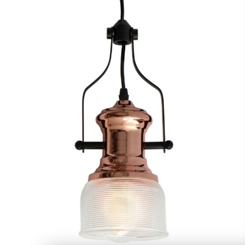 TEMPORA - Lámpara Colgante Cobre Vidrio Vintage