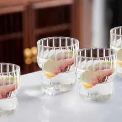 SANTU HOME & DECO - Set 4 Vasos Anchos Lineas Vertical 250ml