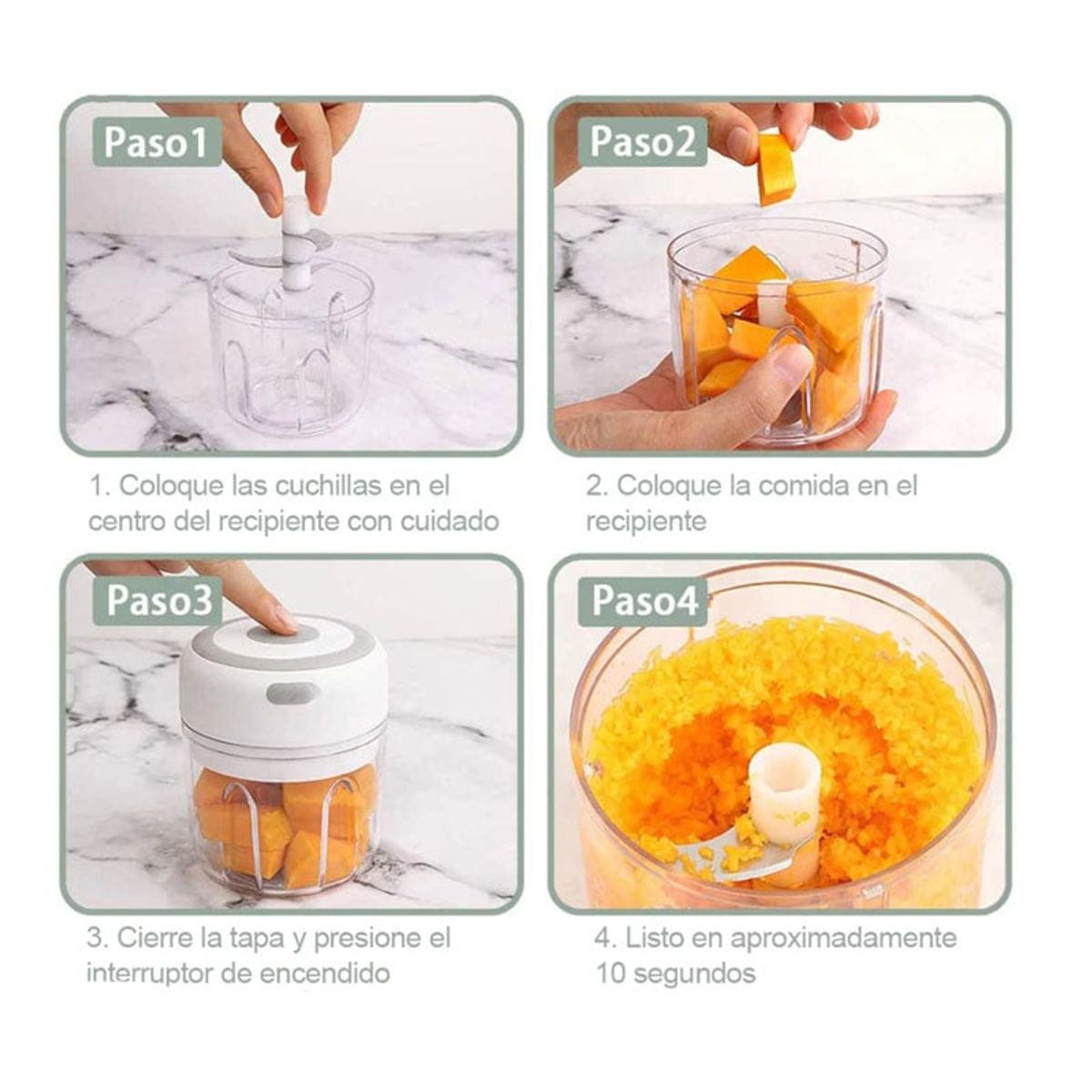 GENERICO - Picador moledor de ajo y especias carga USB 250ml