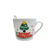 GENERICO - Taza de ceramica navideña con cuchara