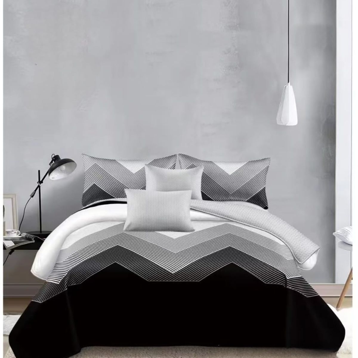 GENERICO - Quilt de Verano 1.5 Plaza Color Gris con Diseño TFCC603