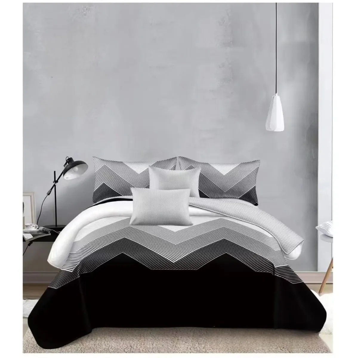 GENERICO - Quilt de Verano 1.5 Plaza Color Gris con Diseño TFCC603