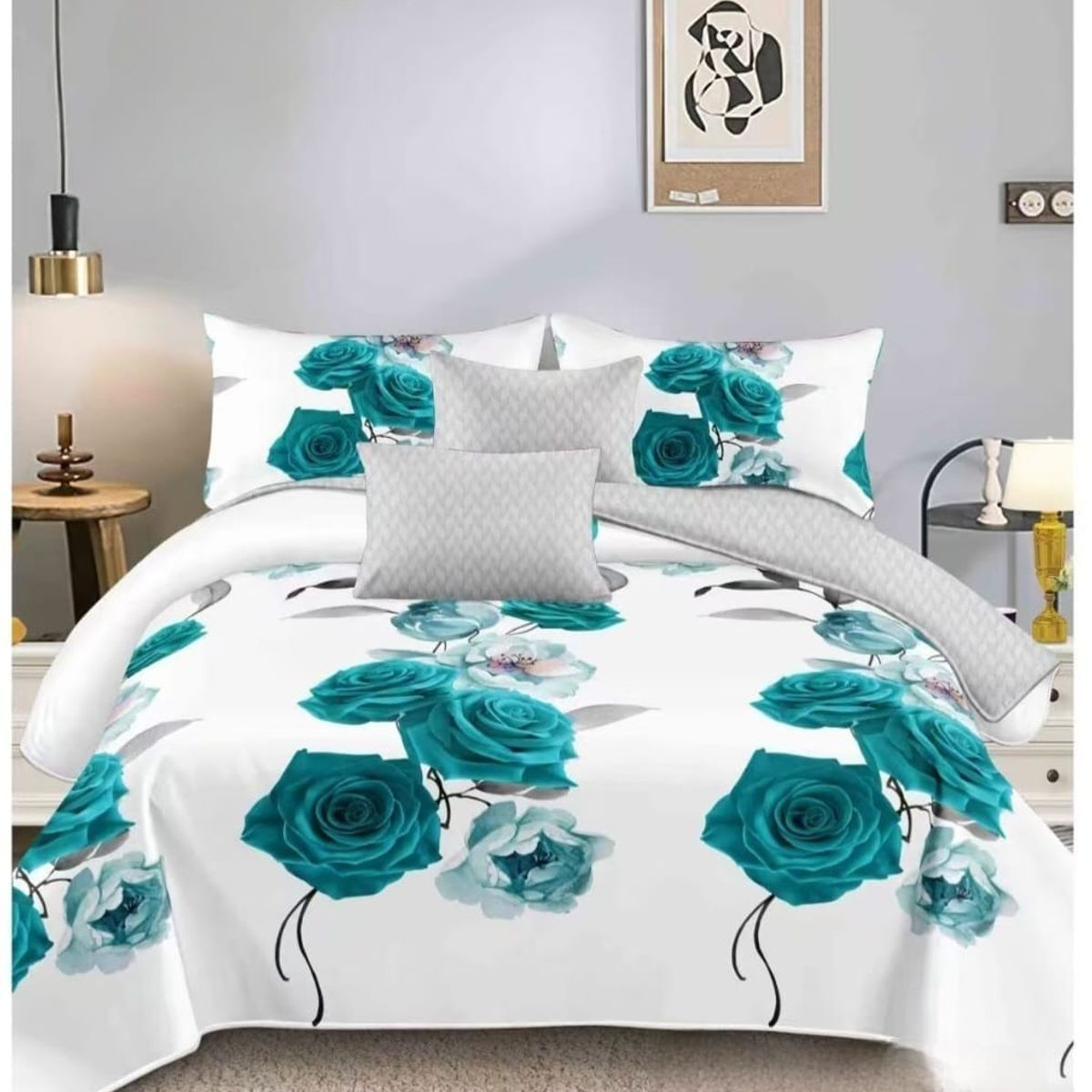 GENERICO - Quilt de Verano 1.5 Plaza Color Blanco con Rosas TFCC605