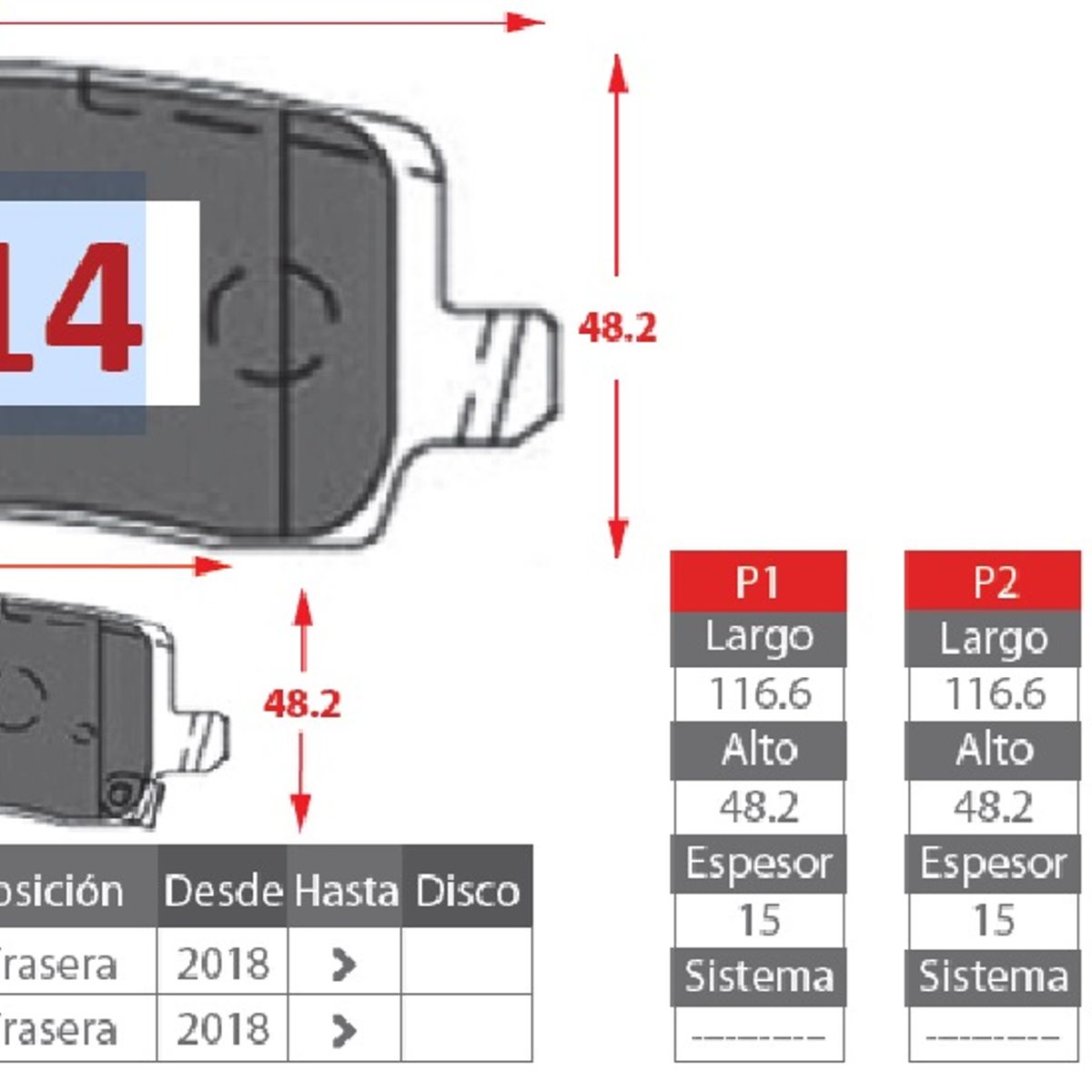 GENERICO - PASTILLA FRENOS TRASERAS CHANGAN CX-70 2018- 2022