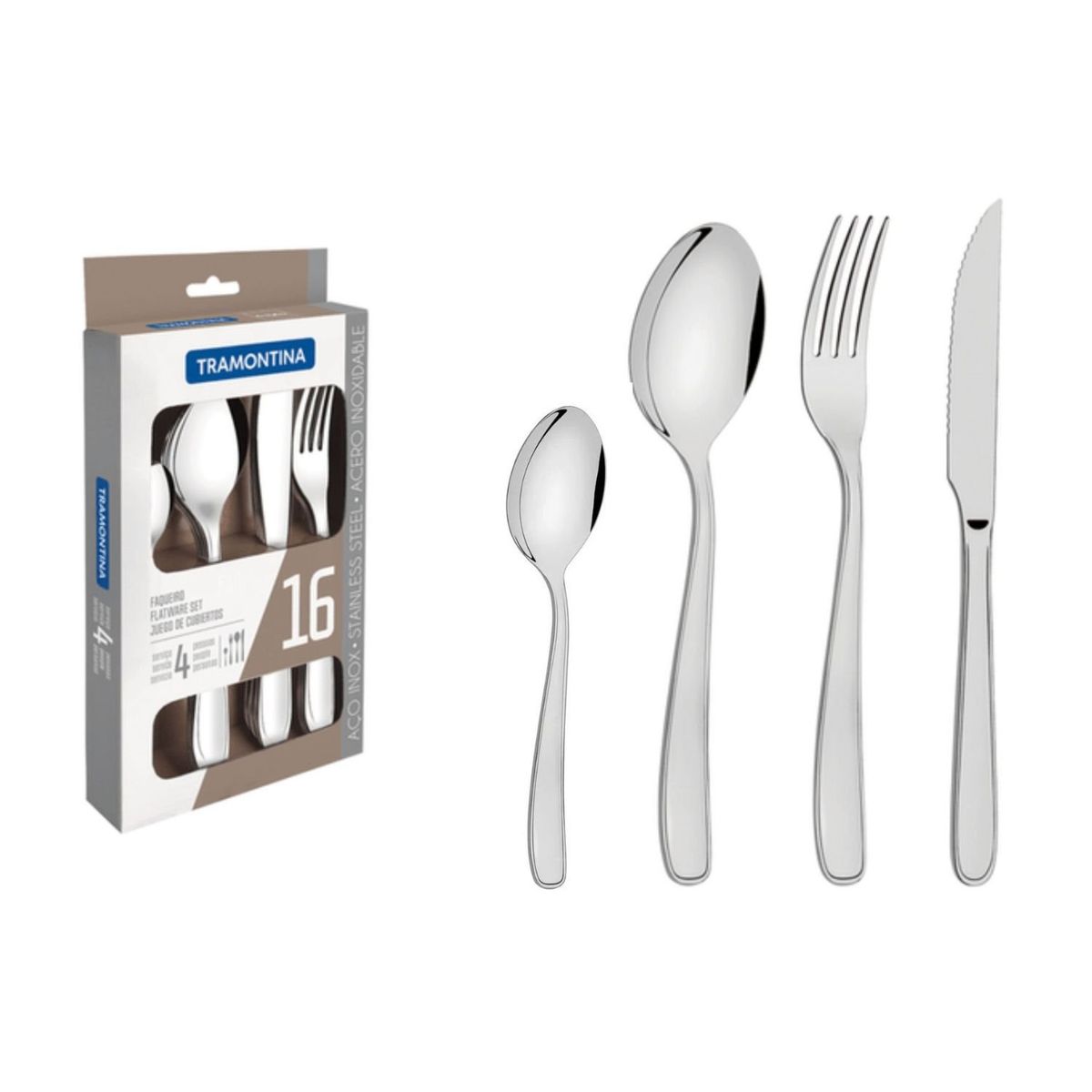 TRAMONTINA - Juego De Cubiertos 16 Piezas Maresias Tramontina Acero Inoxidable