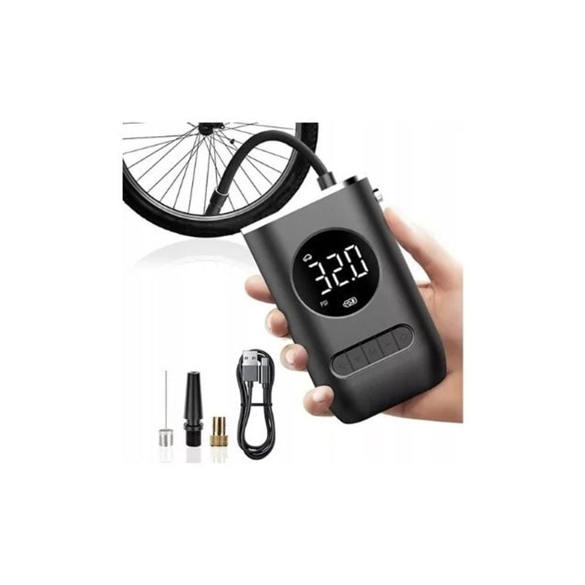 GENERICO - Compresor Inalámbrico Digital Neumático Bici